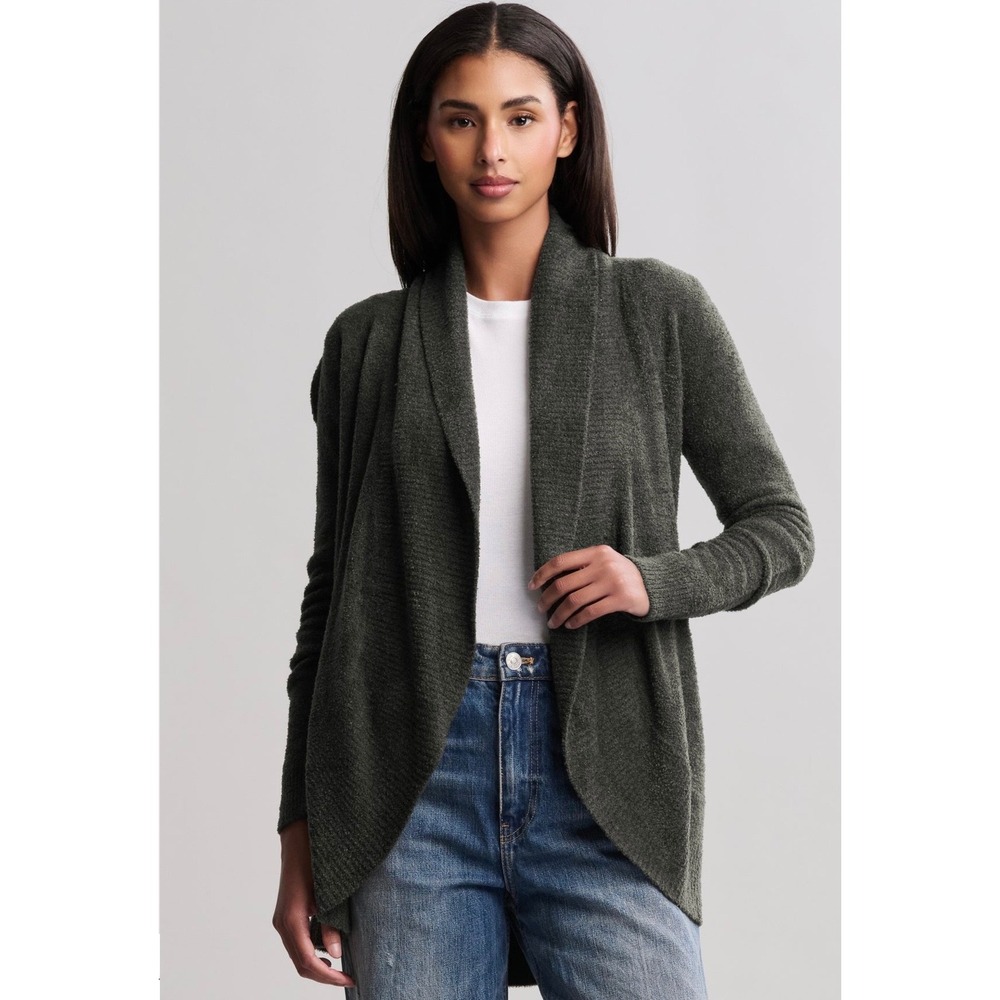 Barefoot Dreams CozyChic Lite Cardigan XXL Olive Green Nylon Rayon Wrap - Picture 1 of 6